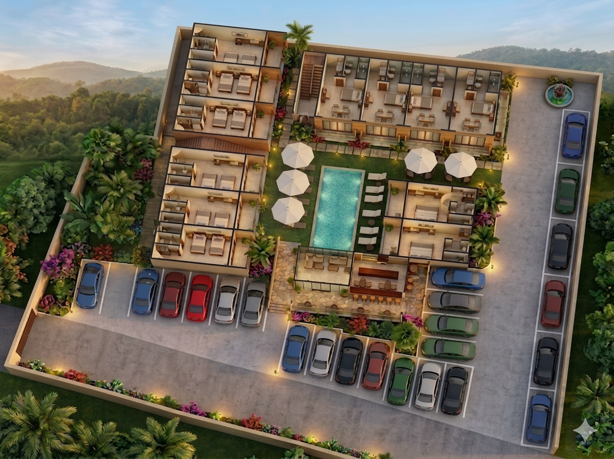 Hotel 3D Aerial View